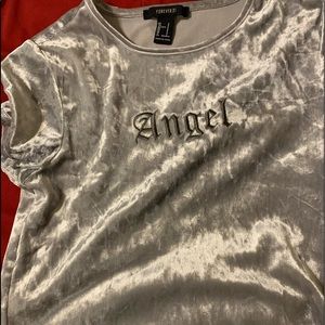 Forever 21 “Angel” cropped shirt
